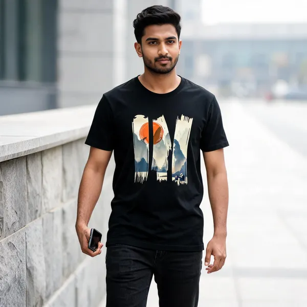 Black_Graphic_Crew_Neck_T-Shirt_For_Men