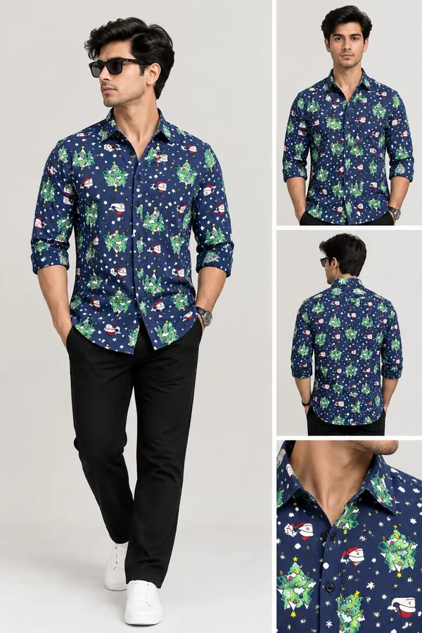 Navy_Printed_Regular_Fit_Christmas_Shirt_For_Men
