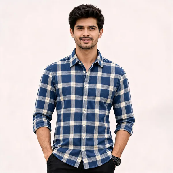 Blue_Cotton_Regular_Fit_Checked_Shirt_For_Men