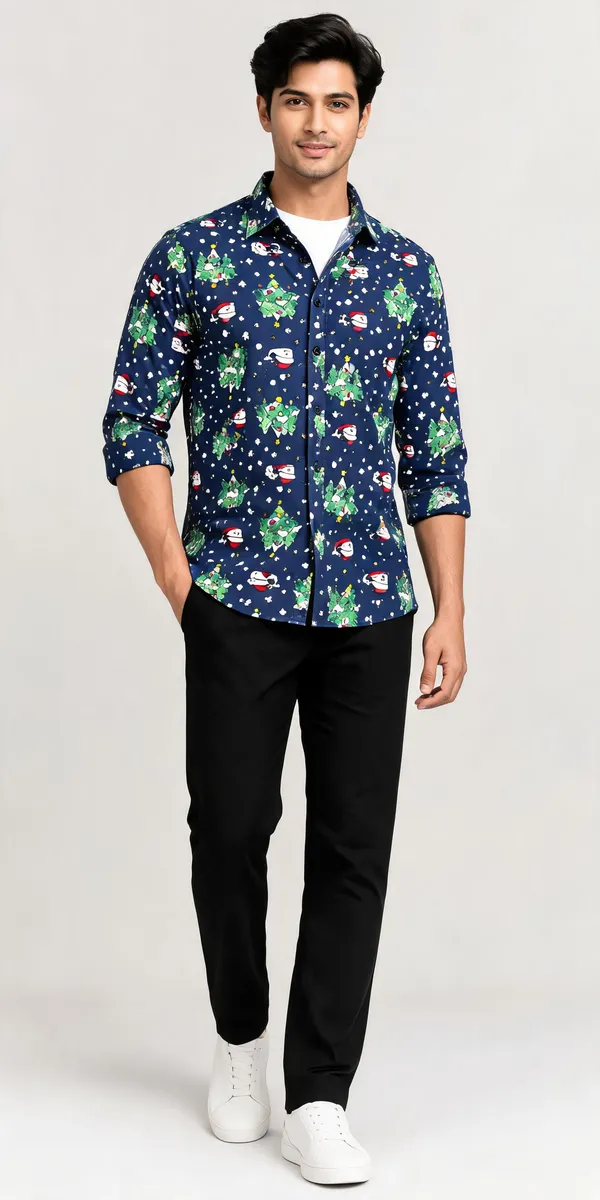 Navy_Printed_Regular_Fit_Christmas_Shirt_For_Men