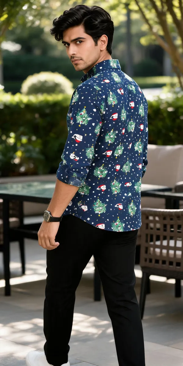 Navy_Printed_Regular_Fit_Christmas_Shirt_For_Men