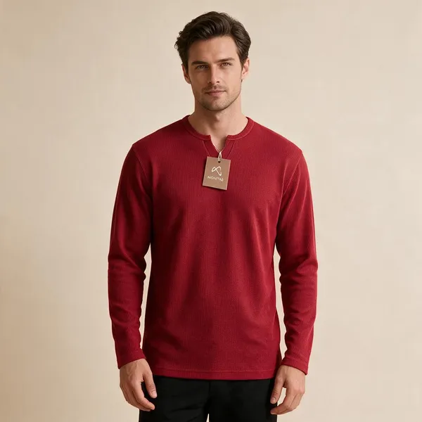Red_Ribbed_Regular_Fit_Pullover_For_Men