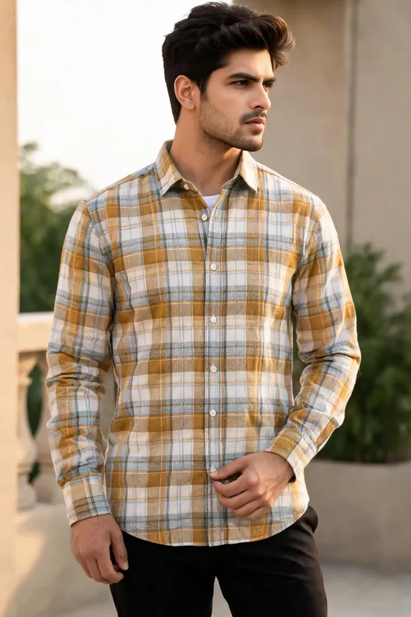 Yellow_Cotton_Relaxed_Fit_Checked_Shirt_For_Men