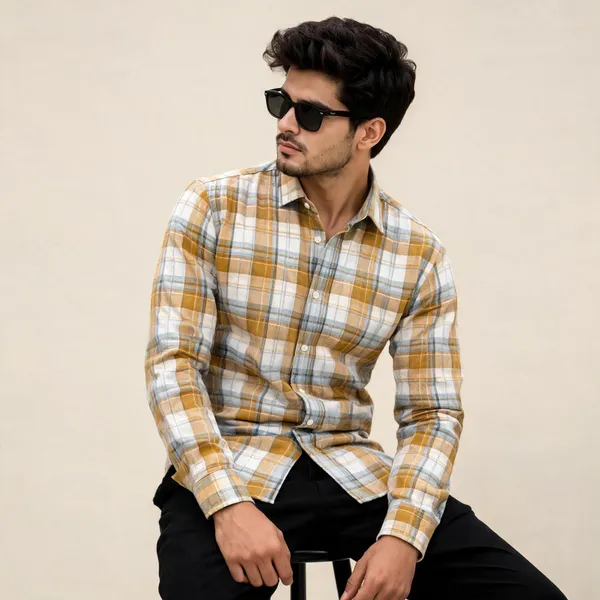 Yellow_Cotton_Relaxed_Fit_Checked_Shirt_For_Men