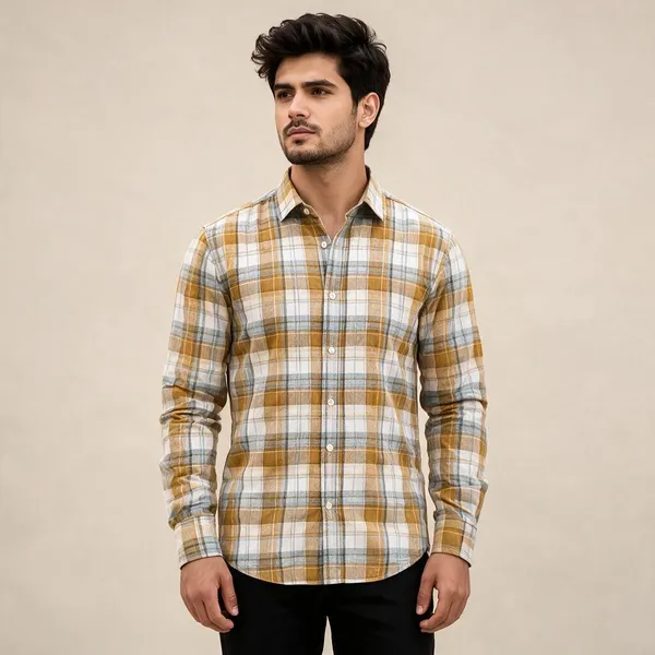 Yellow_Cotton_Relaxed_Fit_Checked_Shirt_For_Men