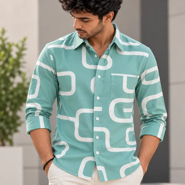 Green_Cotton_Regular_Fit_Printed_Shirt_For_Men