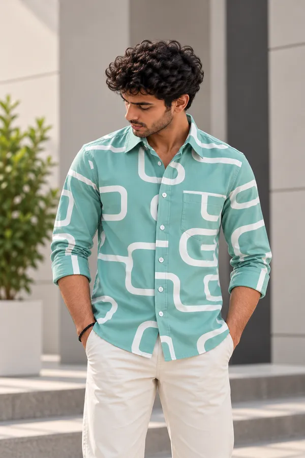 Green_Cotton_Regular_Fit_Printed_Shirt_For_Men