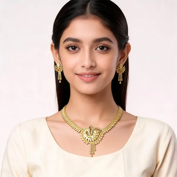 Gold_Plated_Traditional_Floral_Choker_Necklace_Set_For_Women