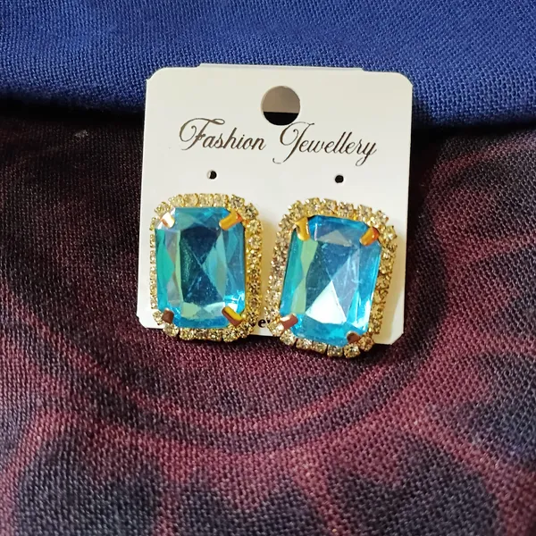 Blue_Gold_Tone_Gemstone_Stud_Earrings_for_Women