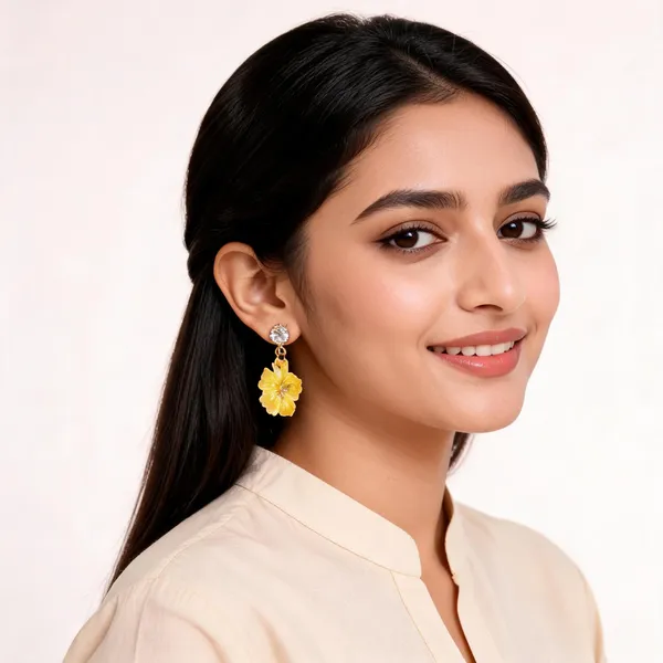 Yellow_Stone_Floral_Drop_Earrings_For_Women
