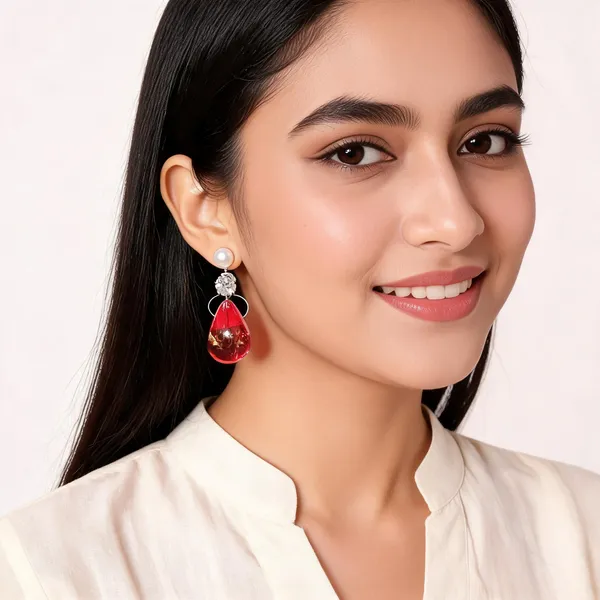Red_Crystal_Teardrop_Pearl_Accent_Drop_Earrings_For_Women