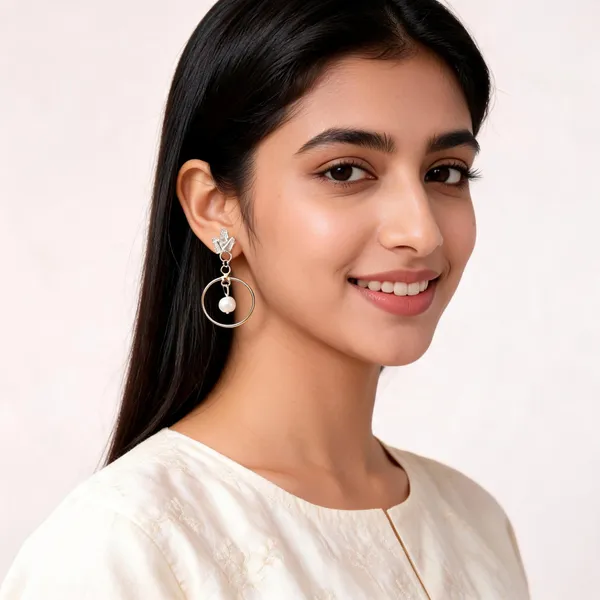 Gold-Tone_Pearl_Drop_Geometric_Hoop_Earrings_For_Women