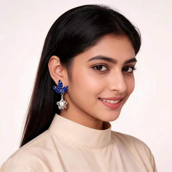 Blue_Pearl_Stone_Floral_Drop_Earrings_For_Women