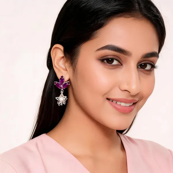 Purple_Stone_Star_Drop_Earrings_For_Women