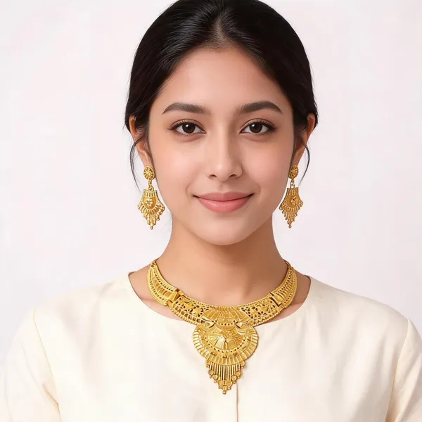Gold_Plated_Traditional_Filigree_Necklace_Set_For_Women