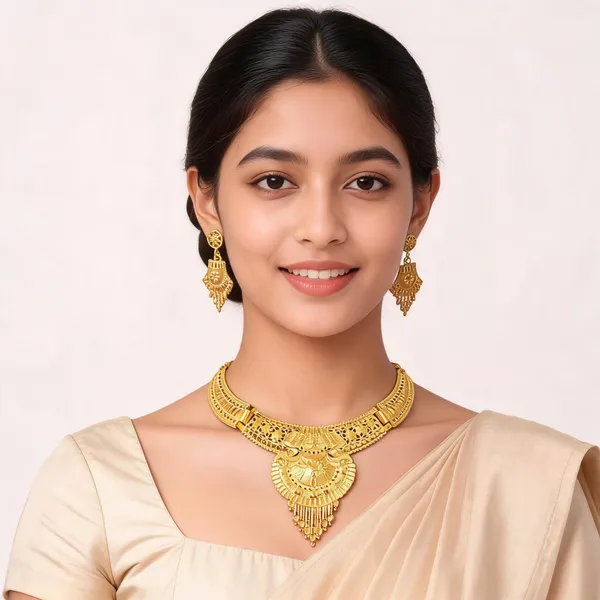 Gold_Plated_Traditional_Filigree_Necklace_Set_For_Women