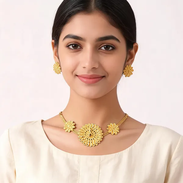Gold_Gold-Plated_Floral_Linked_Necklace_Set_For_Women