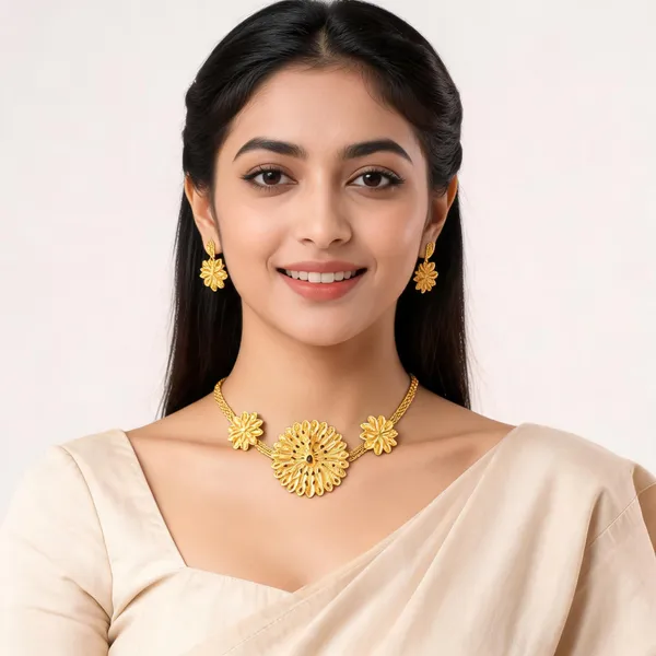 Gold_Gold-Plated_Floral_Linked_Necklace_Set_For_Women
