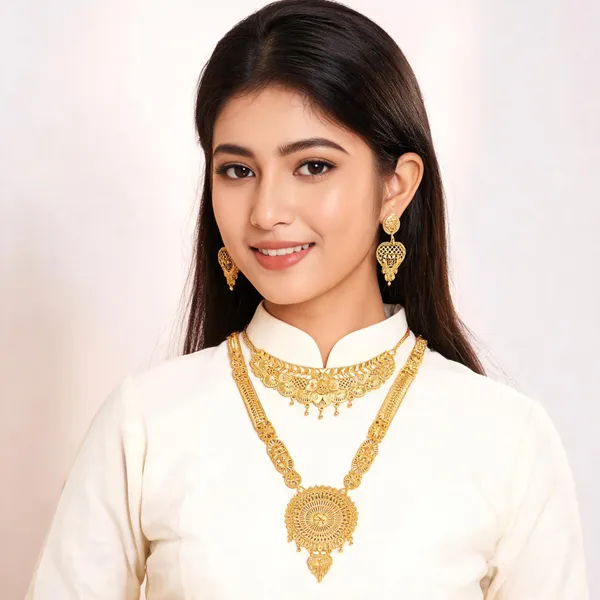 Gold_Plated_Traditional_Choker_And_Long_Necklace_Set_For_Women
