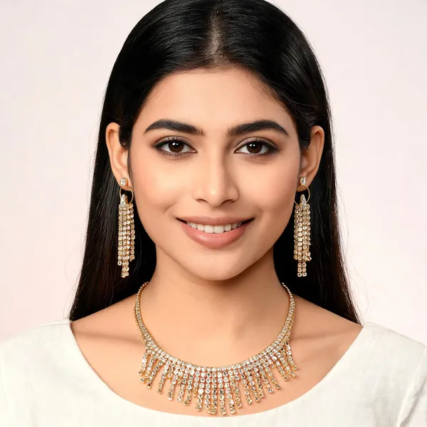 Black_Gold_Plated_Statement_Drop_Earrings_For_Women
