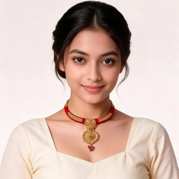 Red_Gold-Tone_Ethnic_Collar_Necklace_Set_For_Women