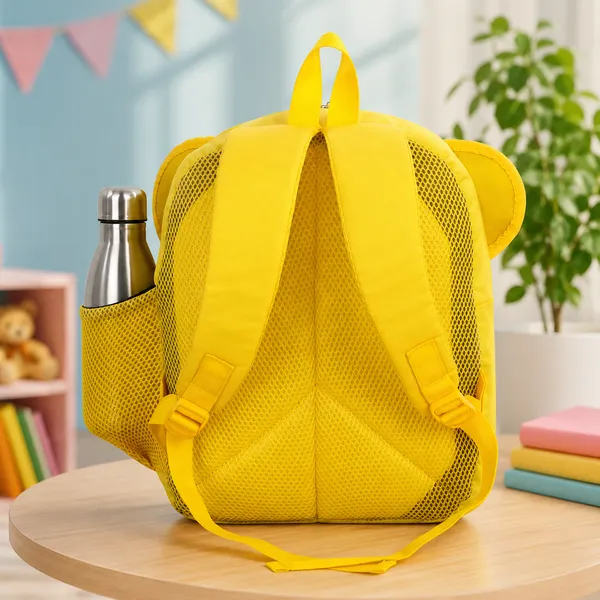 Yellow_Faux_Leather_Tiger_Print_Backpack_For_Kids