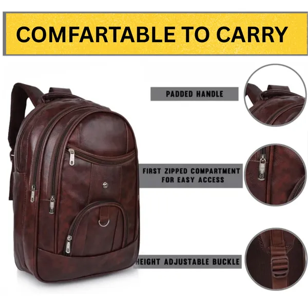 Brown_Faux_Leather_Multi_Compartment_Laptop_Backpack_For_Men
