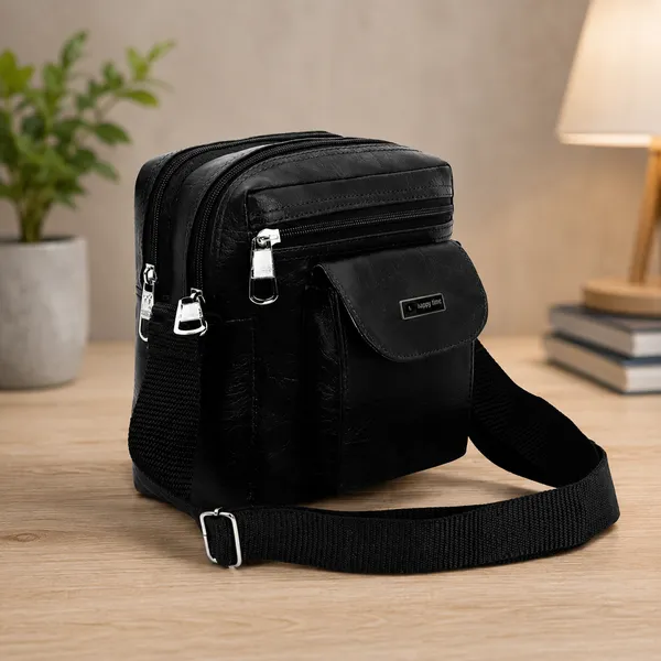 Black_Faux_Leather_Textured_Crossbody_Sling_Bag_For_Men