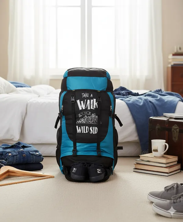 Blue_Faux_Leather_Hiking_Trekking_Backpack_For_Boys_And_Men