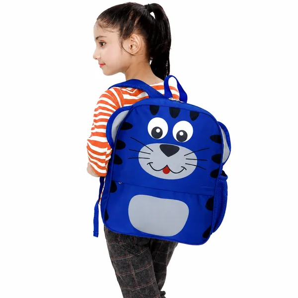 Blue_Faux_Leather_Tiger_Print_Backpack_For_Kids