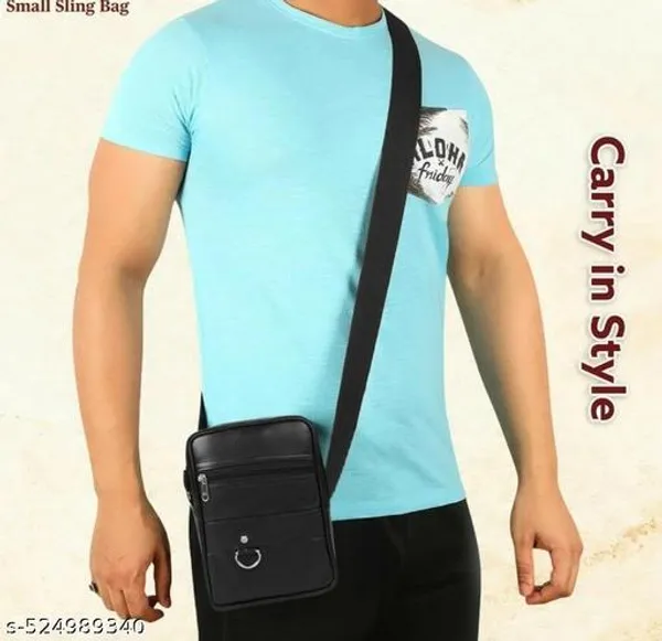 Black_Faux_Leather_Crossbody_Messenger_Sling_Bag_For_Men