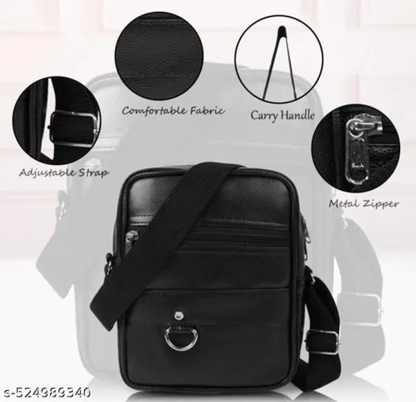 Black_Faux_Leather_Crossbody_Messenger_Sling_Bag_For_Men