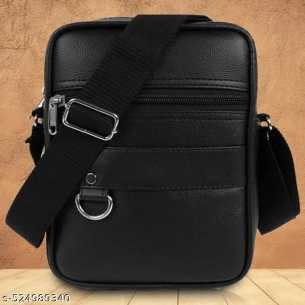 Black_Faux_Leather_Crossbody_Messenger_Sling_Bag_For_Men