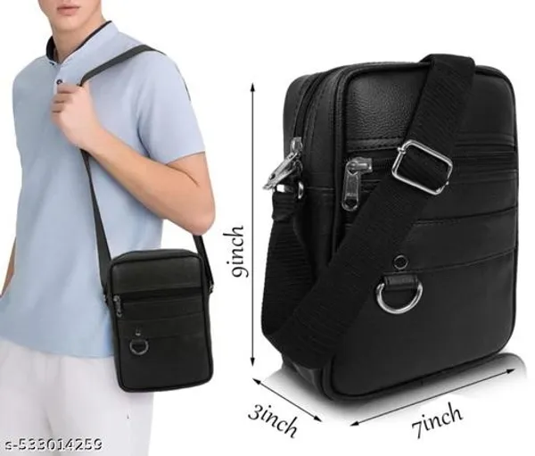 Black_Faux_Leather_Crossbody_Sling_Bag_For_Men
