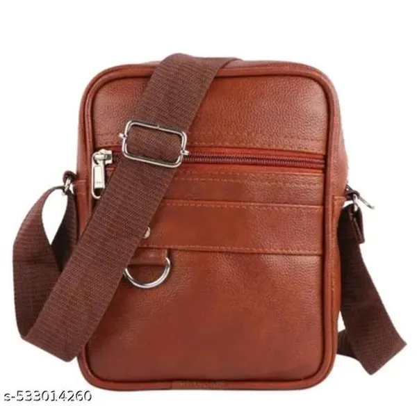 Tan_Faux_Leather_Crossbody_Messenger_Sling_Bag_For_Men