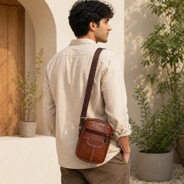 Tan_Faux_Leather_Crossbody_Shoulder_Laptop_Bag_For_Men_And_Women