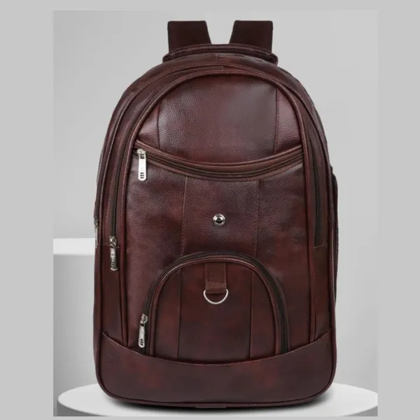 Brown_Faux_Leather_Multi_Compartment_Laptop_Backpack_For_Men