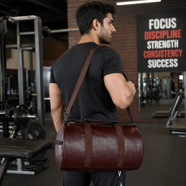 Brown_Faux_Leather_Gym_Duffel_Bag_With_Shoe_Compartment