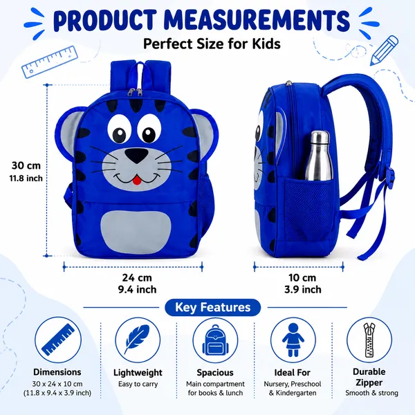 Blue_Faux_Leather_Tiger_Print_Backpack_For_Kids