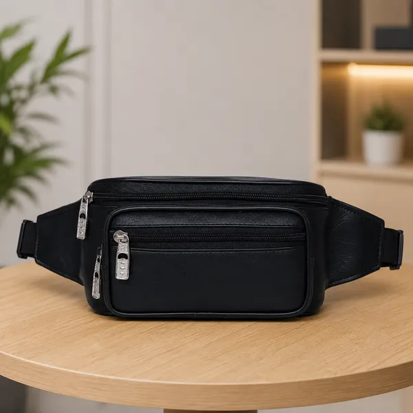 Black_Pu_Multi_Compartment_Waist_Pouch_For_Boys_And_Men