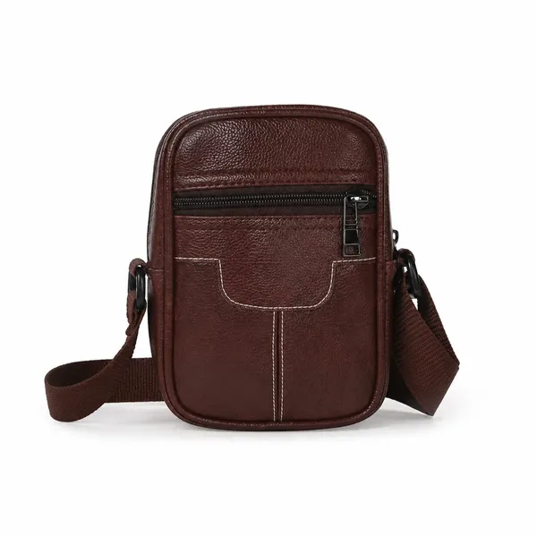 Brown_Pu_Textured_Multi_Pocket_Crossbody_Sling_Bag_For_Men