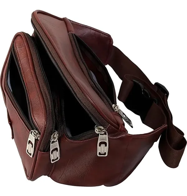 Brown_Pu_Multi-Compartment_Waist_Pouch_For_Men_And_Women