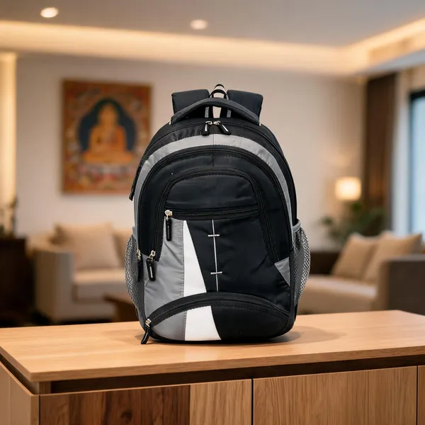 Black_Faux_Leather_Multi_Compartment_Laptop_Backpack_For_Men