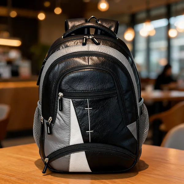 Black_Faux_Leather_Multi_Compartment_Laptop_Backpack_For_Men