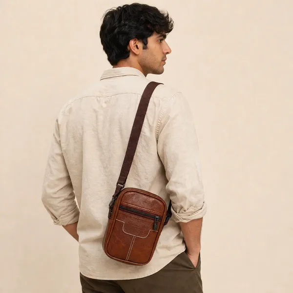 Tan_Faux_Leather_Crossbody_Shoulder_Laptop_Bag_For_Men_And_Women
