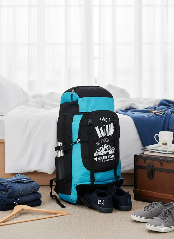 Blue_Faux_Leather_Hiking_Trekking_Backpack_For_Boys_And_Men