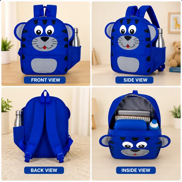 Blue_Faux_Leather_Tiger_Print_Backpack_For_Kids