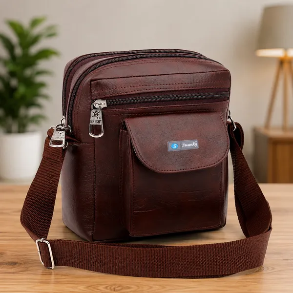 Brown_Faux_Leather_Crossbody_Sling_Bag_For_Men