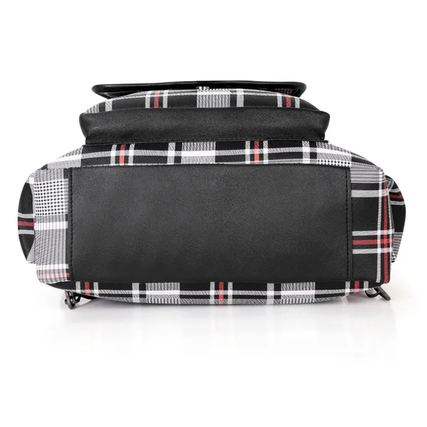 Black_Faux_Leather_Plaid_Convertible_Backpack_For_Women