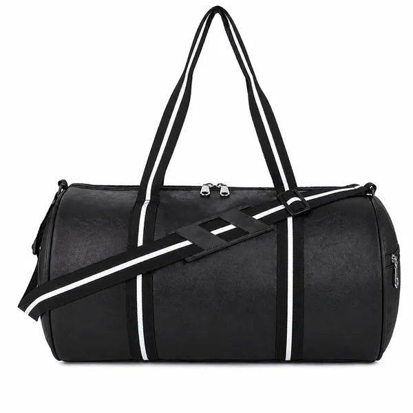 Black_Faux_Leather_Gym_Duffel_Bag_For_Men